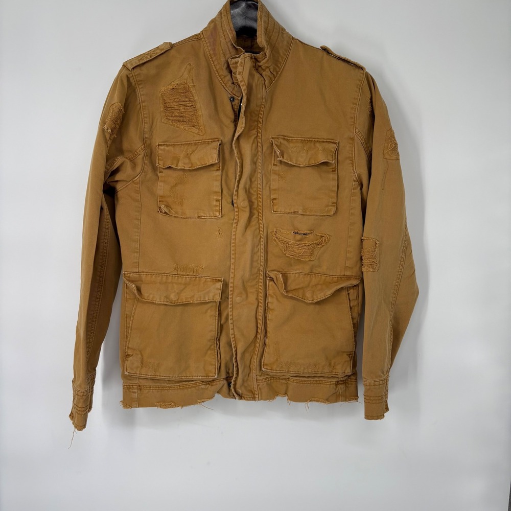 Jordan Craig Mens Legacy Edition Distressed Field Jacket Brown Cotton‎ Large